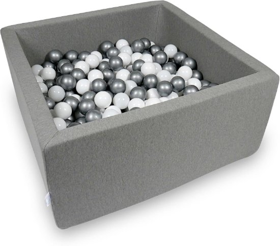 Ballenbak - 400 ballen - 90 x 90 x 40 cm - ballenbad - vierkant donker grijs