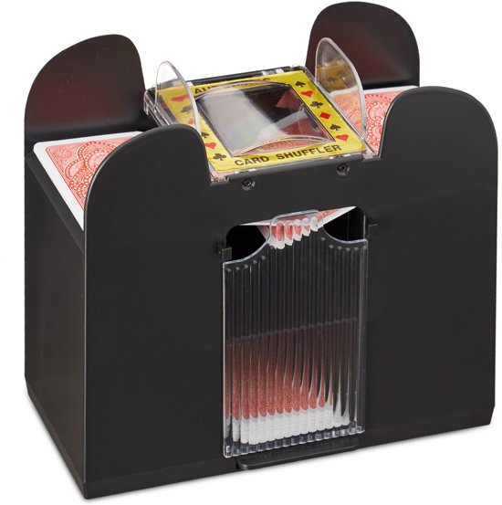 Afbeelding van het spel relaxdays Kaartschudmachine 6 decks - elektrische schudmachine voor speelkaarten - zwart
