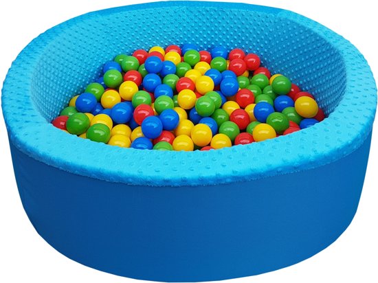 Blauwe Ballenbad - stevige ballenbak - 90 x 40 cm - 300 ballen - rood blauw geel groen