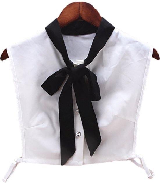Verrassend bol.com | Wit kraagje met zwarte strik - losse blouse kraagjes MF-09