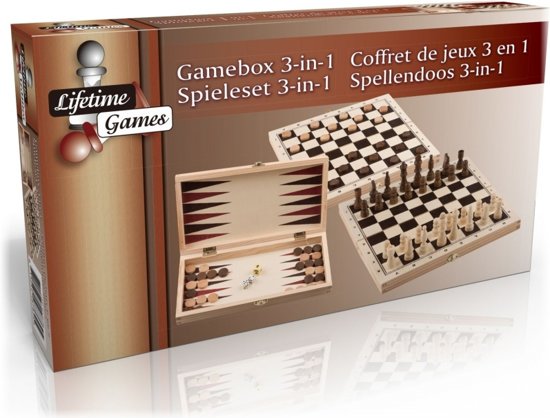 Afbeelding van het spel Spellendoos 3 in 1 - backgammon, schaken en dammen bordspellen