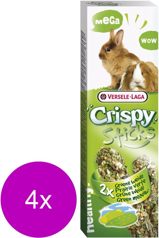 Versele-Laga Crispy Mega Sticks Konijn&Cavia Weide Kruiden - Konijnensnack - 4 x 2x70 g