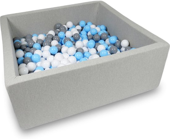 Ballenbak - 600 ballen - 110 x 110 cm - ballenbad - vierkant grijs