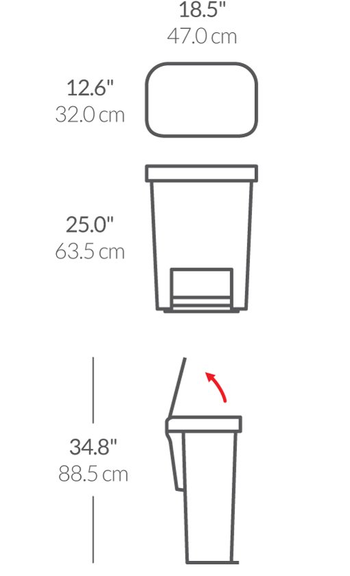 Simplehuman Rectangular Liner Pocket 45 Liter Grijs