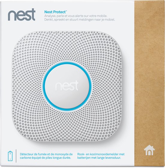 Google Nest Protect - Slimme rook- en koolmonoxidemelder - Met batterij