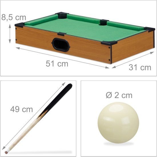 Pooltafel met accessoires  51x31cm - poolbiljart - hout look - mini pool tafel