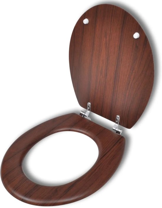 vidaXL WC-bril met MDF deksel en eenvoudig ontwerp houtkleurig
