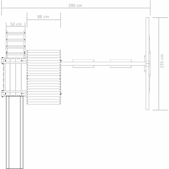 vidaXL Speelhuis ladder, glijbaan en schommels 390x353x268 cm FSC hout