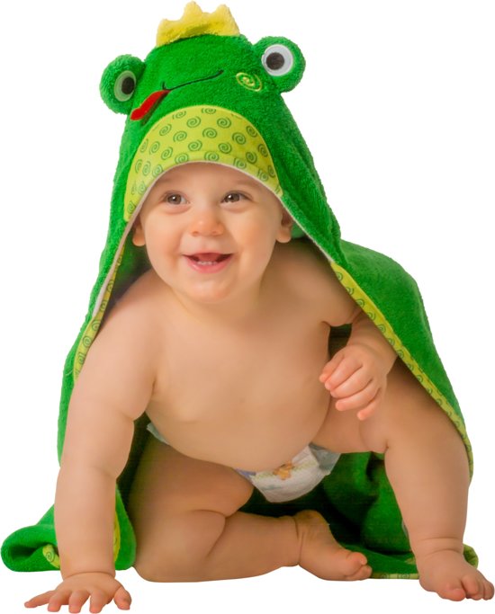 Zoocchini baby badcape 100% katoen - Flippy the Frog