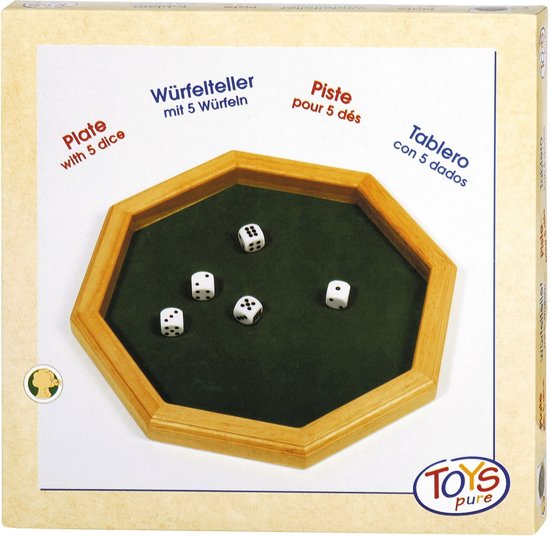 Thumbnail van een extra afbeelding van het spel DOBBELSTEENBAK achthoekig 25,7x25,7cm, met 5 dobbelstenen, i
