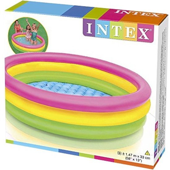 Intex kleurrijk opblaasbaar zwembad (voor 2 jaar en ouder) - met reparatiesetje
