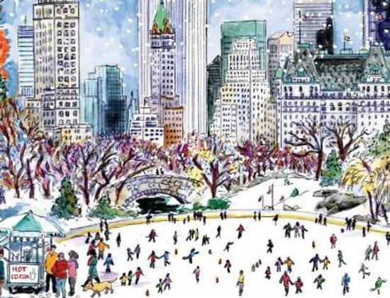 Thumbnail van een extra afbeelding van het spel Michael Storrings Park Skaters Holiday Embellished Notecards