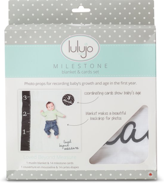 Lulujo Baby's First Year swaddle & cards - Loved beyond measure