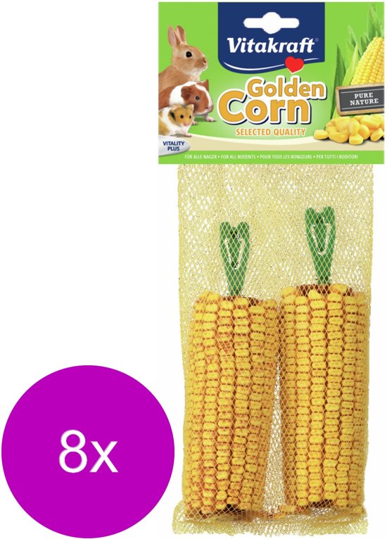 Vitakraft Golden Corn Maiskolf - Knaagdiersnack - 8 x 2 stuks