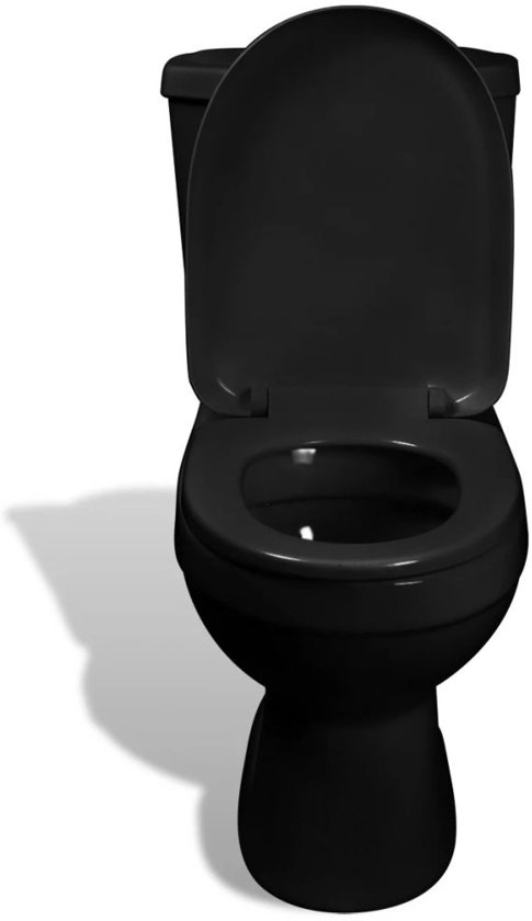 vidaXL Toilet met stortbak zwart