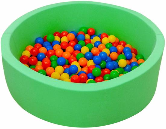 LittleTom Knuffelig Ballenbak met 350 Babyballen – Set vanaf 0 Jaar – 90 x 30 cm – Ballenbad in Lichtgroen – Ø 5,5 cm Ballen – Multicolor Mix
