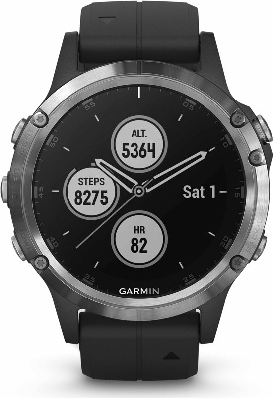 Garmin Fenix 5 Plus - GPS multisport smartwatch met polshartslagmeter - Ã˜ 47 mm - Zilver/Zwart