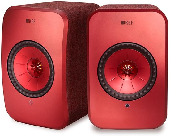 KEF LSX wireless stereo systeem Rood