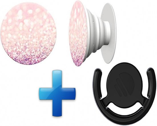 i12Cover - Button in de PopSocket style - Inclusief ophang clip - Voor Telefoon/tablet - Blush