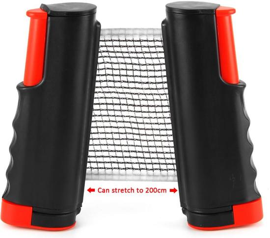 Pocket Tafel Tennis Net | Ping Pong Reis Net | Tafeltennis Net Uitschuifbaar tot 2 meter | Zwart/Rood