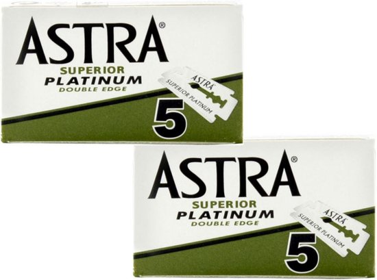 Foto van Astra Superior Platinum scheermesjes - Double Edge Blade - 2 doosjes van 5 scheermesjes = 10 Stuks