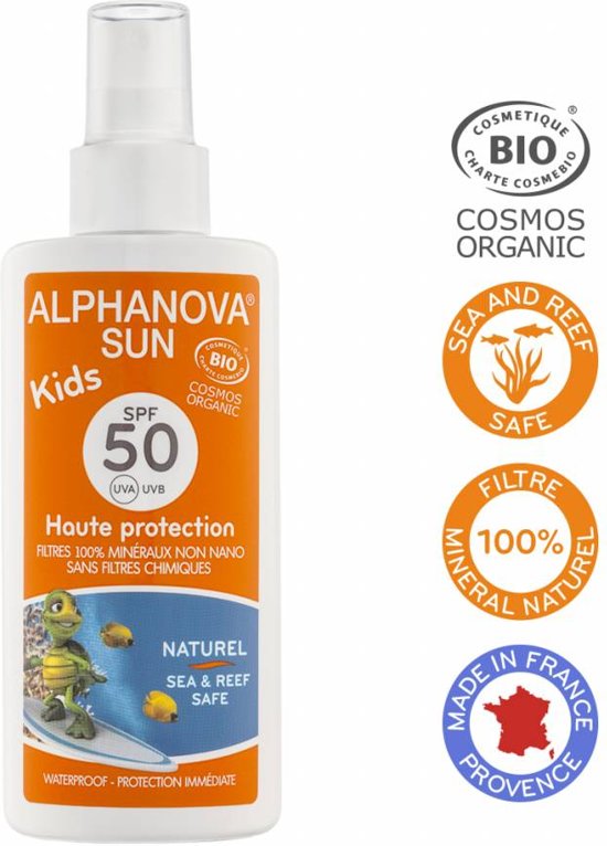 Foto van Alphanova Natuurlijke zonnebrandspray voor kinderen factor 50