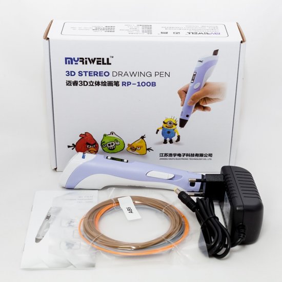 MyRiwell 3D pen met lcd scherm voor ABS en PLA 1.75mm filament - PAARS