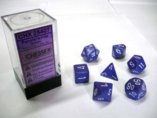 Thumbnail van een extra afbeelding van het spel 7-delige Polydice / dobbelstenen Set voor Dungeons & Dragons |Blauw met Wit