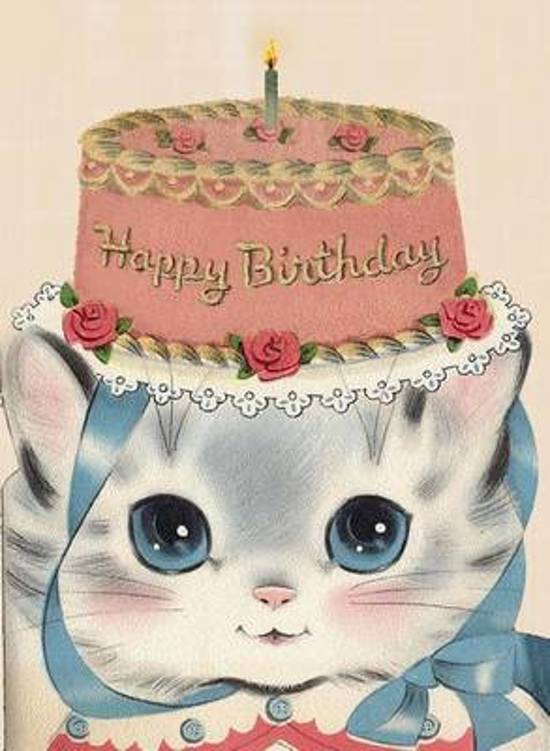 Afbeelding van het spel Birthday Hat Kitty - Hooligan Ruth Happy Birthday Greeting Card