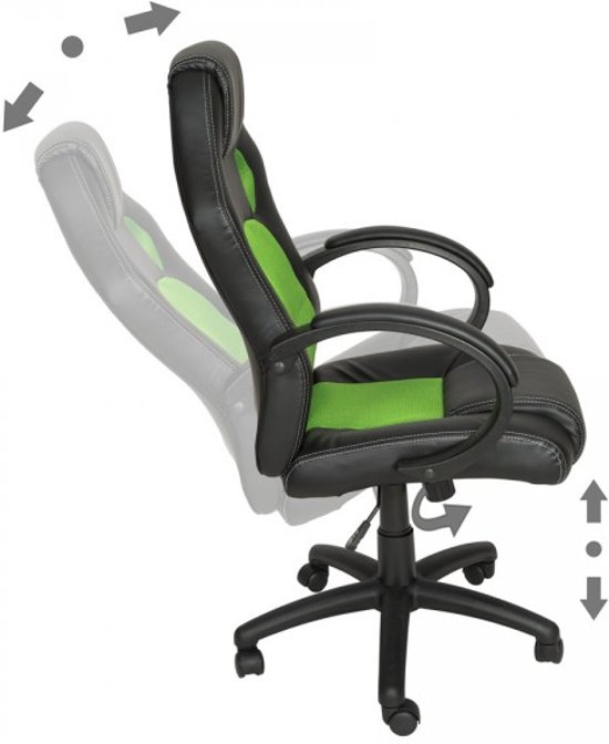 Tectake Luxe design bureaustoel - Racing style - Groen/zwart