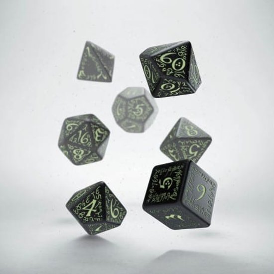Afbeelding van het spel Polydice 7 Black & Glow in the Dark Elvish Q-Workshop