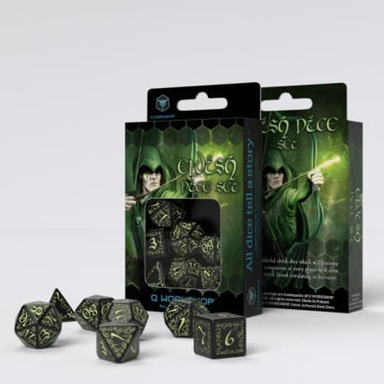 Thumbnail van een extra afbeelding van het spel Polydice 7 Black & Glow in the Dark Elvish Q-Workshop