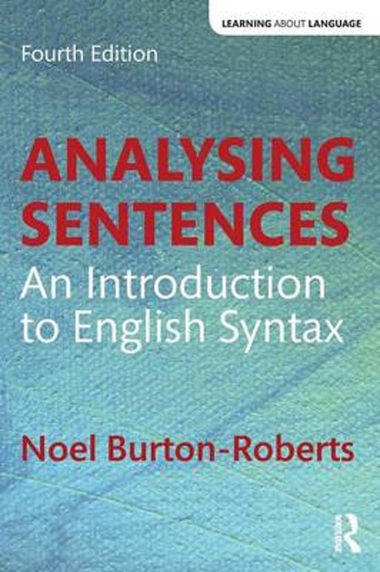 Summary Linguistics 2: The Syntax of English -  Chapters 1-8, quiz 3