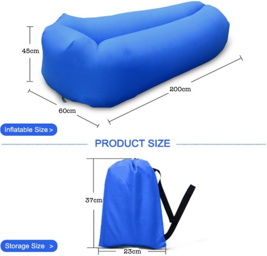 Opblaasbare Luchtbank - Inflatable couch - Luchtbank - AirSofa - Waterdicht | Strandbed/Strandzak - Kamperen - Blauw