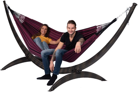 Hangmat met Standaard Familie 'Wicker & Black Edition' Rose