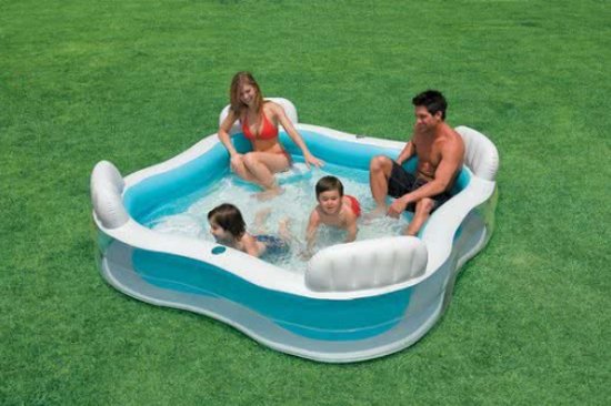 Family Lounge zwembad - 229 x 229 x 66 cm - Opblaasbaar Familie Zwembad met Ingebouwde Zitjes - Family Zwembad Speelgoed - Luchtbed - Water - Familiebad