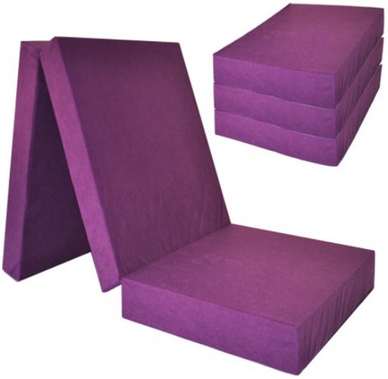 Logeermatras extra dik - violet - camping matras - reismatras - opvouwbaar matras - 195 x 80 x 15