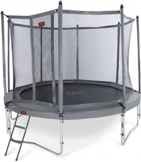 Avyna trampoline PRO-LINE 12 + net boven + ladder - grijs