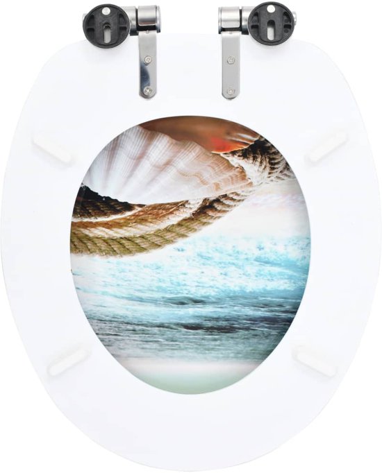 vidaXL Toiletbril met soft-close deksel MDF schelpen print