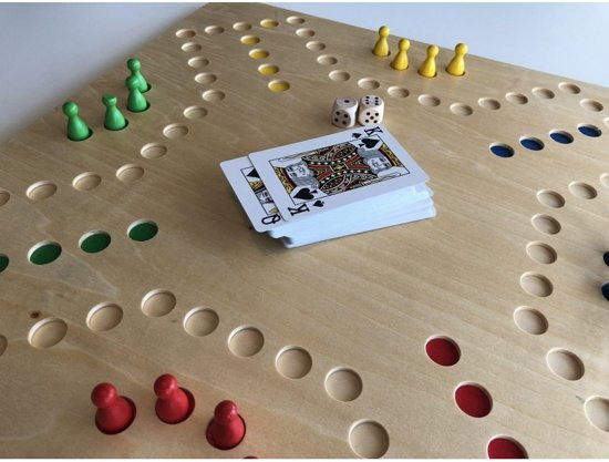 Spel Keezen de luxe - 2 tot 6 pers dubbelzijdig houten speelbord - ThysToys keezenspel
