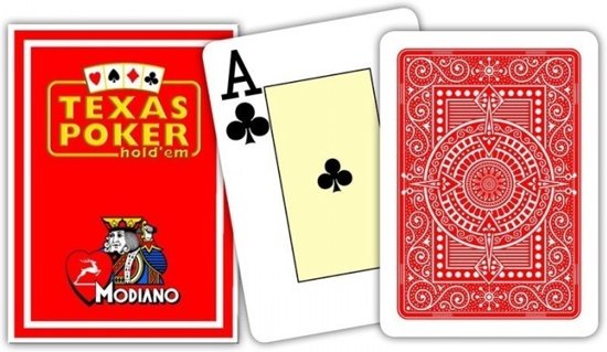 Afbeelding van het spel MODIANO CARDS TEXAS CARDS Rood 100% PLASTIC JUMBO INDEX PLAYING CARDS