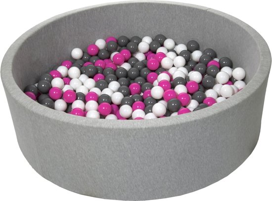 Ballenbak - stevige ballenbad - 125 cm - 600 ballen Ø 7 cm - wit, roze, grijs.