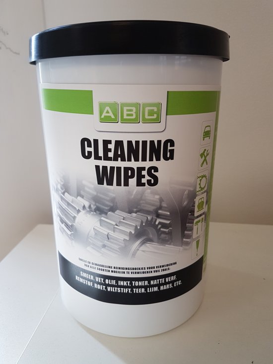 Thumbnail van een extra afbeelding van het spel ABC cleaning Wipes - pot schoonmaak doekjes voor verf / lijm / teer / roet / smeer / olie etc