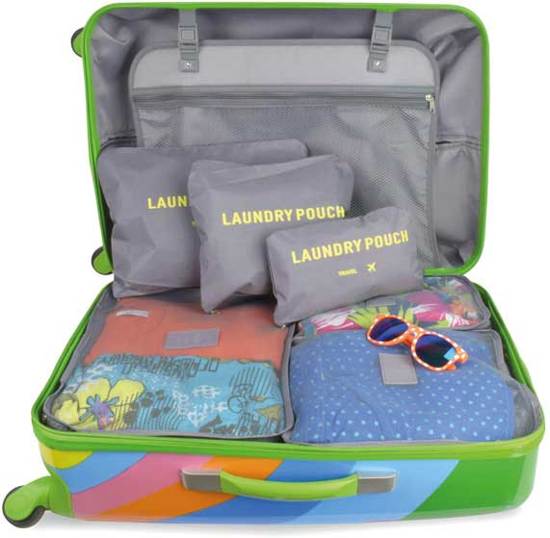 O’DADDY koffer organiser, packing cubes, travel bag, set 6 delig grijs