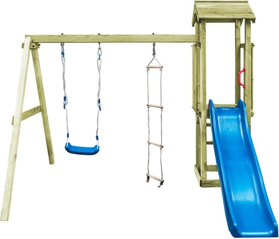 vidaXL Speelhuis ladder, glijbaan en schommel 251x242x218 cm FSC hout