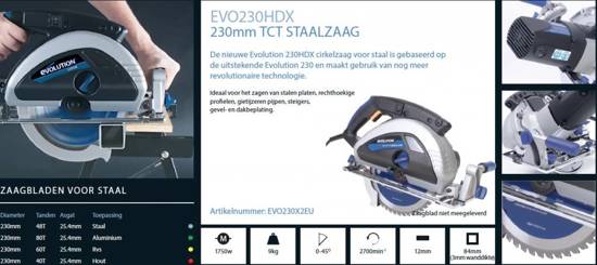 EVO 230-HDX 230V 230mm zaagblad
