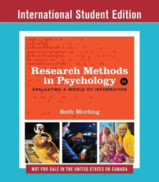 Summary Book Research Methods in Psychology (ISBN: 9780393643602) (my own grade: 9)