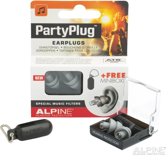 Alpine Partyplug gehoorbescherming grijs