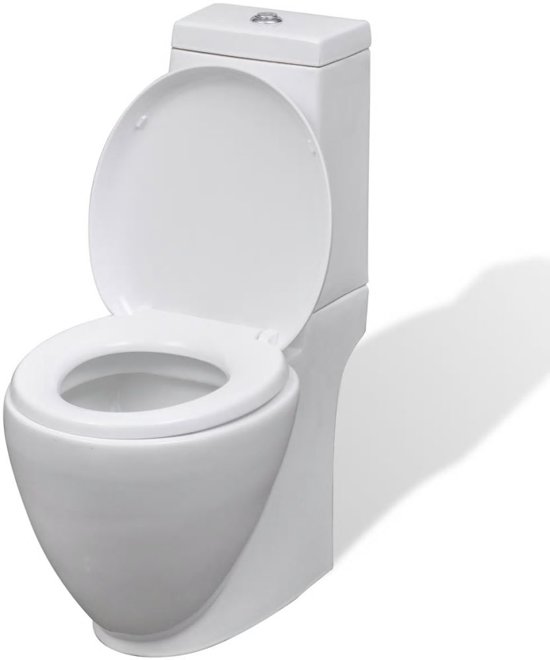 vidaXL Toilet rond keramisch wit