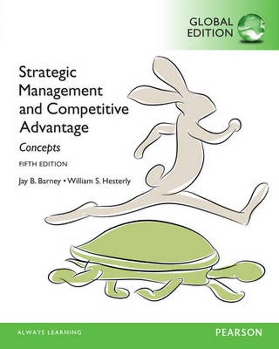 samenvatting boek strategic management hoofdstuk 1 t/m 11 Strategic Management and Competitive Advantage: Concepts Barney, Jay B. ISBN: 9781292057675 Druk: 5